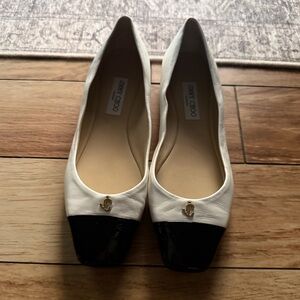 Jimmy Choo Black and White Cap-Toe Flats